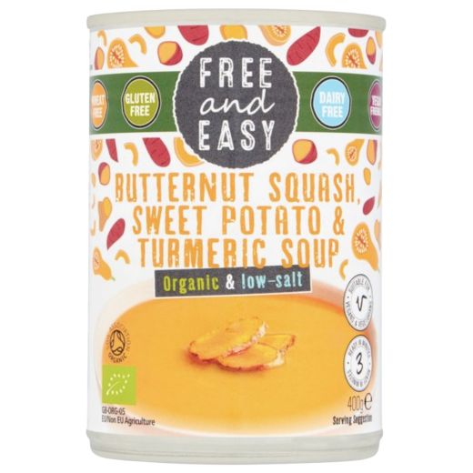 Free & Easy Organic Low Salt Butternut Squash & Sweet Potato & Turmeric Soup - 400Gr