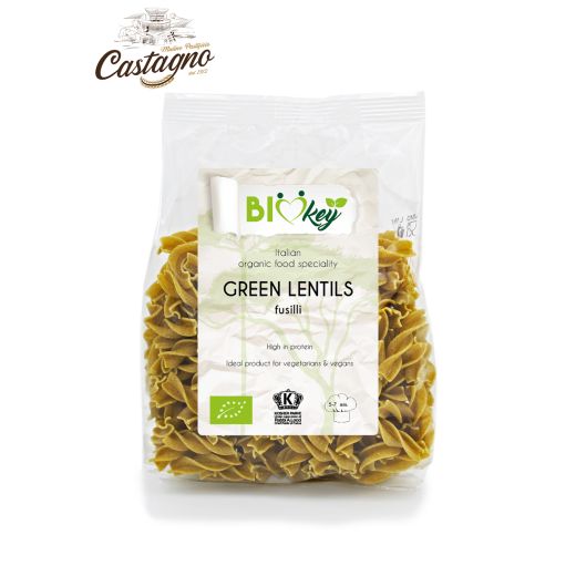 Biokey Org. 100% Green Lentils Fusilli - 250Gr