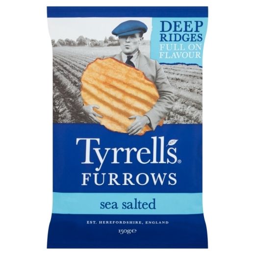 Tyrrells Furrows Sea Salted Potato Crisps - 150Gr