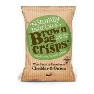 Brown Bag Crisps Cheddar And Onion