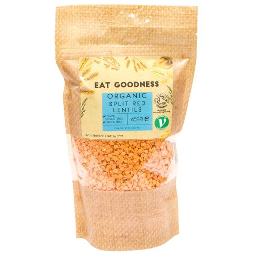 Eat Goodness Organic Split Red Lentils - 450GR
