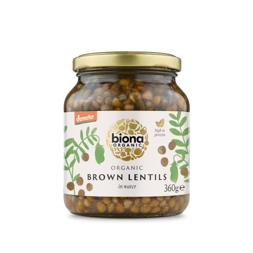 Biona Organic Brown Lentils In A Glass Jar - 360Gr