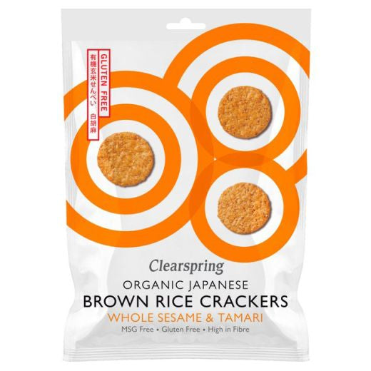 Clearspring Organic Brown Rice Crackers Whole Sesame & Tamari - 40Gr 