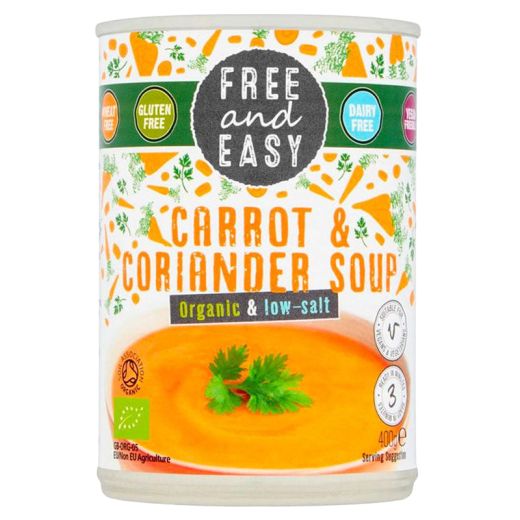 Free & Easy Organic Low Salt Carrot Coriander Soup - 400Gr