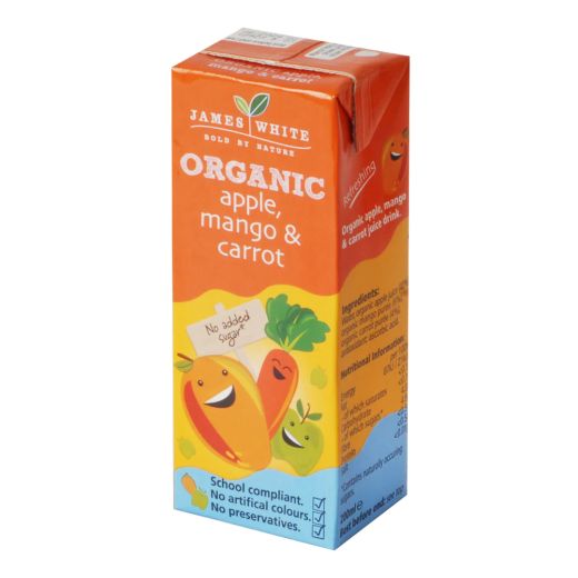 James White Organic Apple Mango Carrot Juice - (3X200Ml)