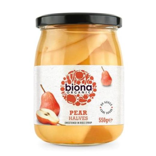 Biona Pear Halves In Rice Syrup Organic - 550Gr