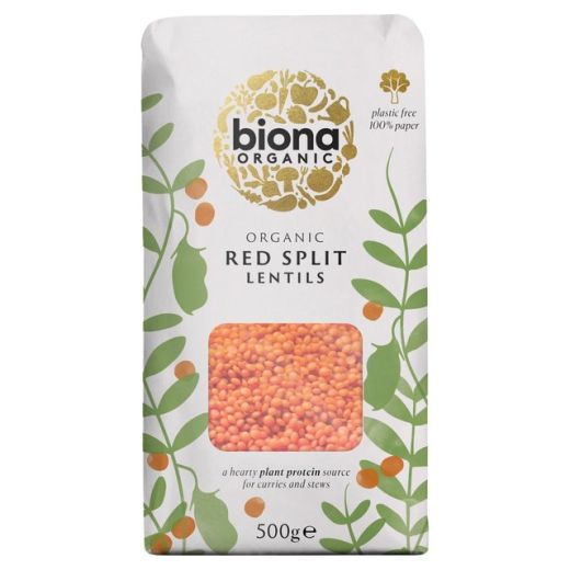 Biona Organic Red Split Lentils - 500 G