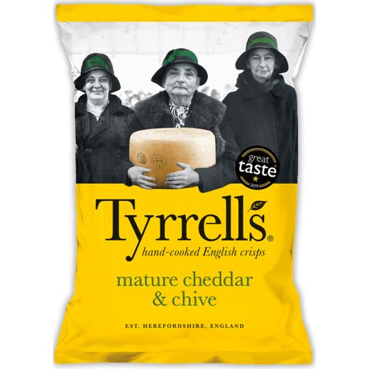 Tyrrells Mature Cheddar Cheese & Chive Hand Cooked Potato Chips - 150Gr