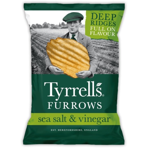 Tyrrells Furrows Sea Salt & Vinegar Potato Crisps - 150Gr